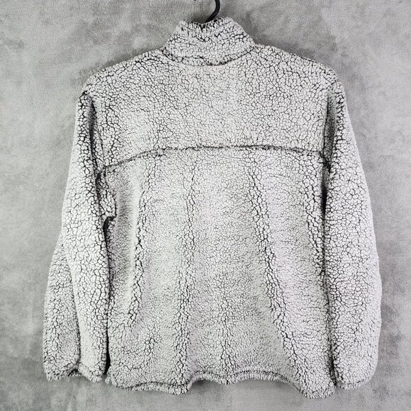 Womens Gray Three Square Faux Fur Sherpa Pullover Jacket 1/4 Zip OU Sooners L - Picture 9 of 11